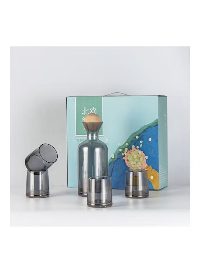 Shuer Pack Of 5 Electroplating Process Glass Water Bottle Set Grey - Image 5